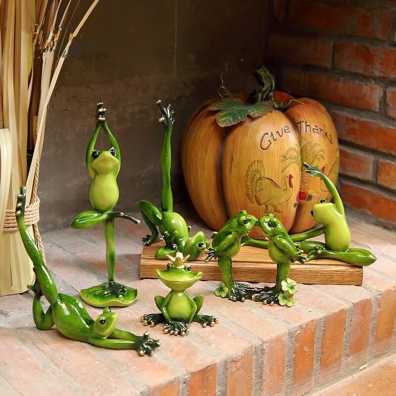 Resin Yoga Frog Green Garden Decoration Miniature Statues