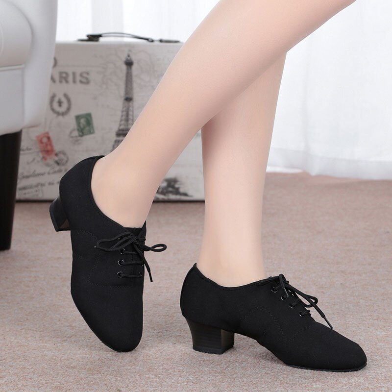 NUOVO scarpe di Tela delle Donne Sala Da Ballo Latino Pratica Scarpe Da Ballo Coperta In Pelle Scamosciata Split Sole 4 centimetri Tacco Alto Sala Da Ballo Danza Formazione Scarpe