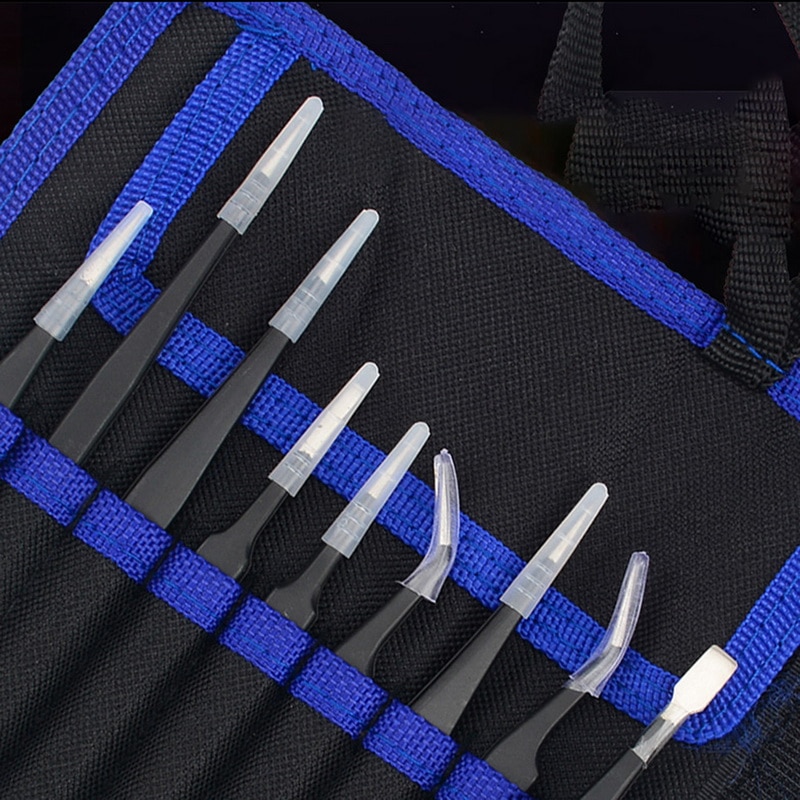 conjunto de pinzas antiestáticas ESD de acero inoxidable, Kit de herramientas de reparación de mantenimiento, herramienta de fabricación de pinzas de punta, 9 unidades