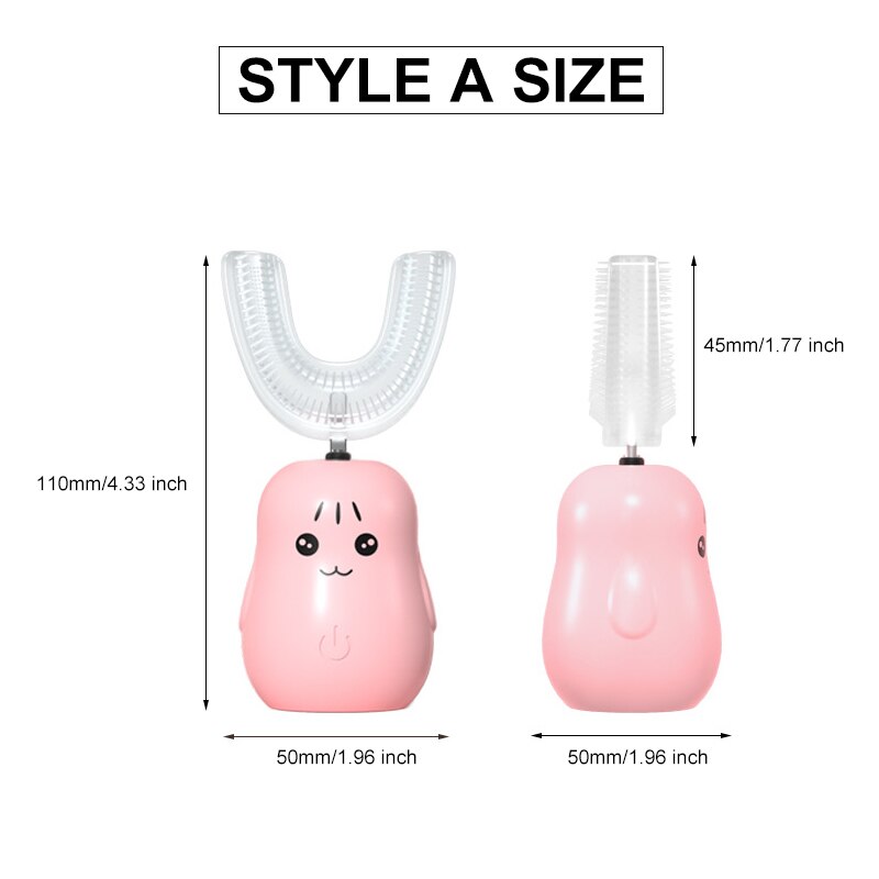 2 Styles Smart Electric Toothbrush 360° U-Shaped Automatic Ultrasonic Cleaning Toothbrush USB Charging for Aged 2-12