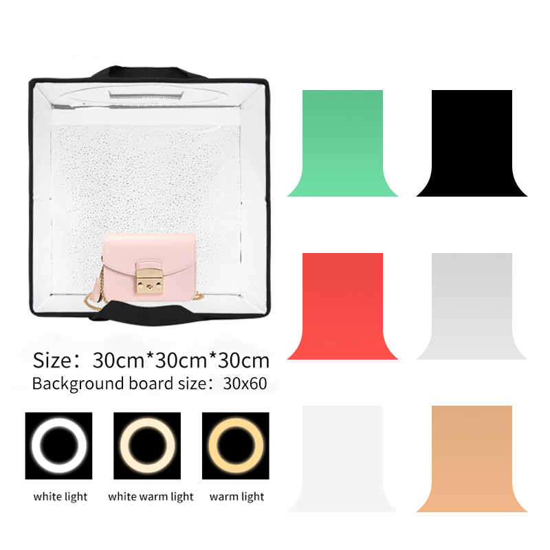 Fotografie Tisch Schießen Kasten Sanft Boxen Tragbare Faltbare Dimmbare Zelte Bausatz Foto Licht Studio Mit 5Stck Hintergrund Bord: Weiß