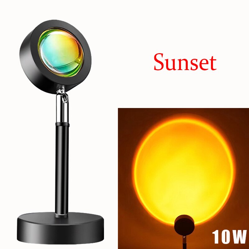 Sunset Projector Lamp Rainbow Atmosphere Led USB Operate Atmosphere Led Night Lights Projection Floor Lamp neon signs for room: 10W sunset