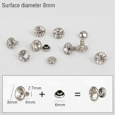 1000Sets 5-11mm Crystal Rhinestone Trim Rivets Diamante Studs DIY Clothing Bag Leather Decorative Rebite Spikes Glass Drill Nail: silver 8mm