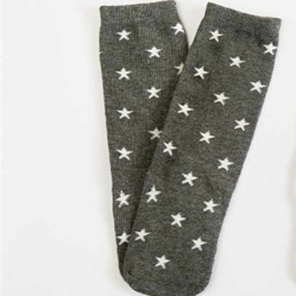 1 pair Girl Socks Knee High Cute Baby Socks Long Tube Booties stars pattern Children's Sock:  Gray / S 0-3 years