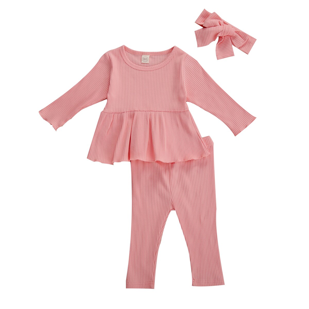 3 Stuks Baby Meisjes Kleding Sets Herfst Winter Lange Mouw Gebreide Jurk Top Broek Hoofdband Outfits Baby Warm Kleding 1-5Y: C / 12m