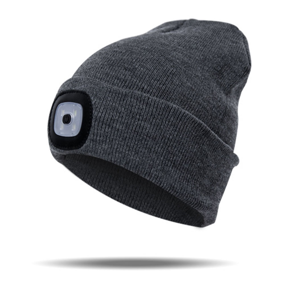 Gorro de escalada Unisex, gorro para pescar y acampar, tejido con luz LED para exteriores, gorro para correr: Gris oscuro