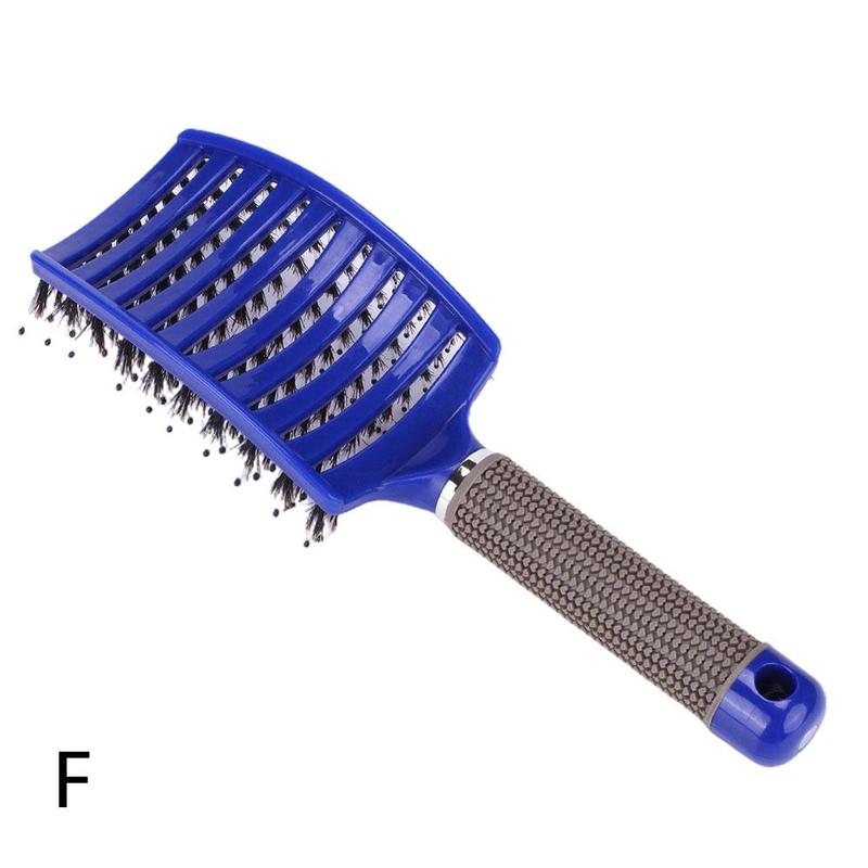 Anti Klit Hairbrush Brushy Women Hair Scalp Massage Comb Bristle&amp;nylon Hairbrush Wet Curly Detangle Hair Brush Scalp Brush: blue