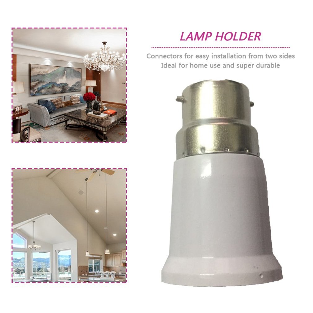 ICOCO White B22 to E27 Socket Light Bulb Lamp Holder Adapter Plug Extender Lampholder Converter Socket Change