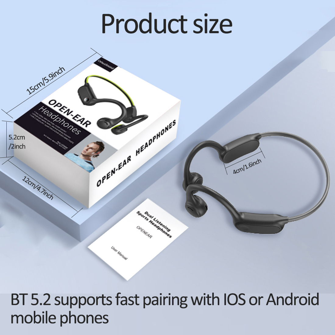 Auriculares inalámbricos de conducción de aire, audífonos estéreo HiFi para deporte y correr, resistentes al agua y al sudor, IP54