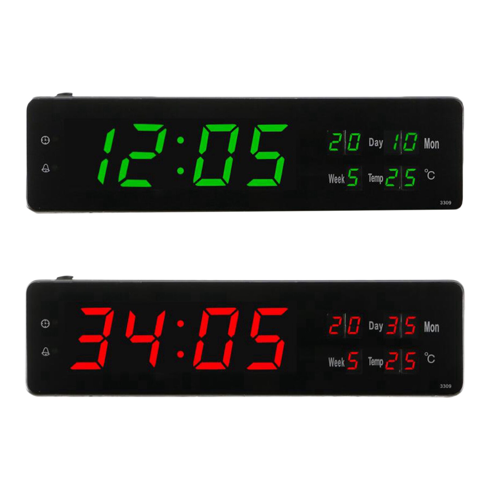 Large Digital Alarm Clocks Desktop Wall Clock 24 Hours Display Hourly Chime