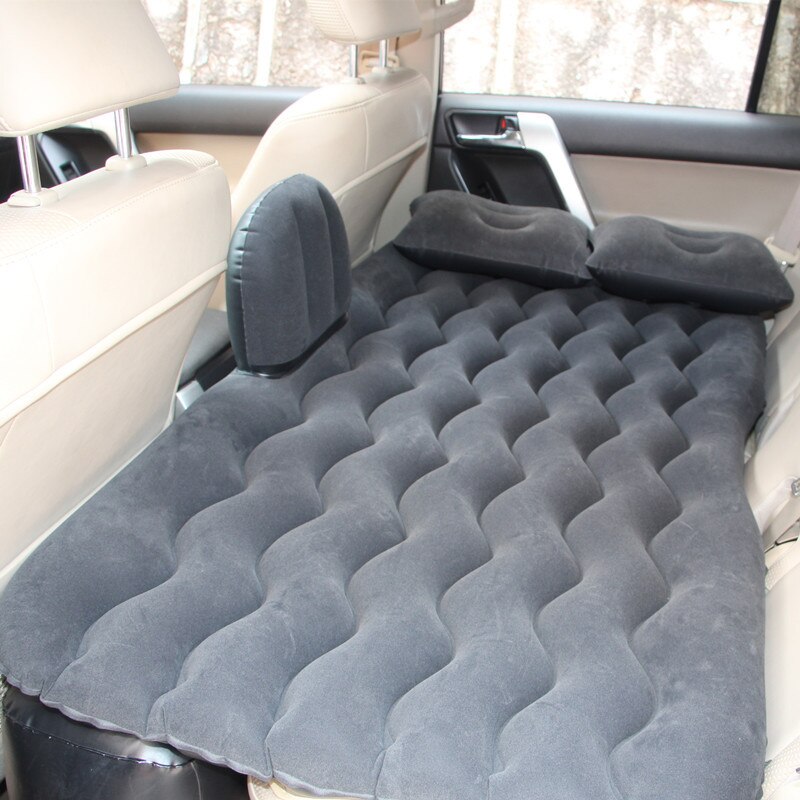 Foldbar bil luft oppustelig rejse madras seng til bil bagsædemadras multifunktionel sofapude udendørs campingpude: Sort