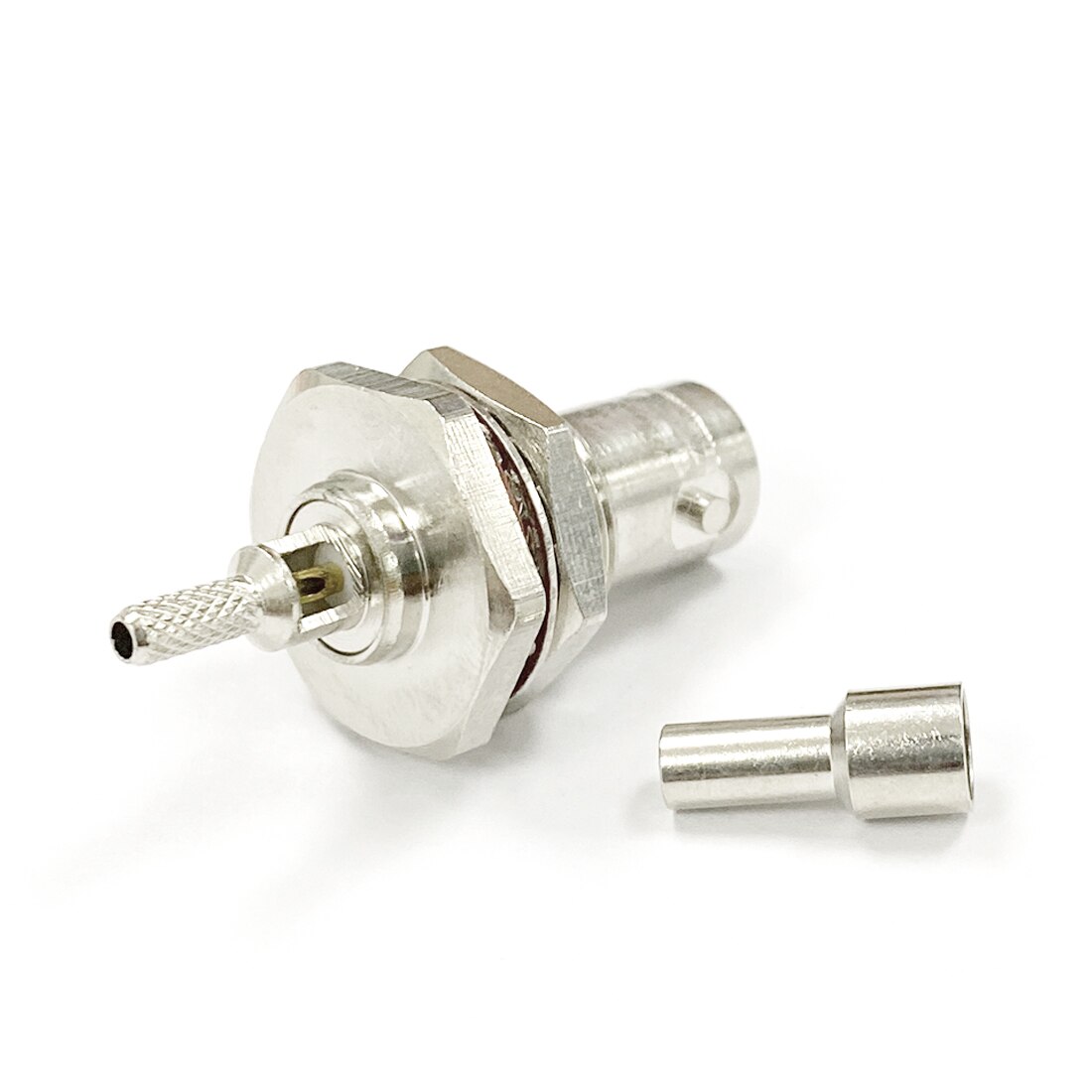 Conector fêmea para porca conversor rf coax, conector para crimpagem rg316 rg154 lmr100 cabo reto níquel novo venda por atacado, 1 peça