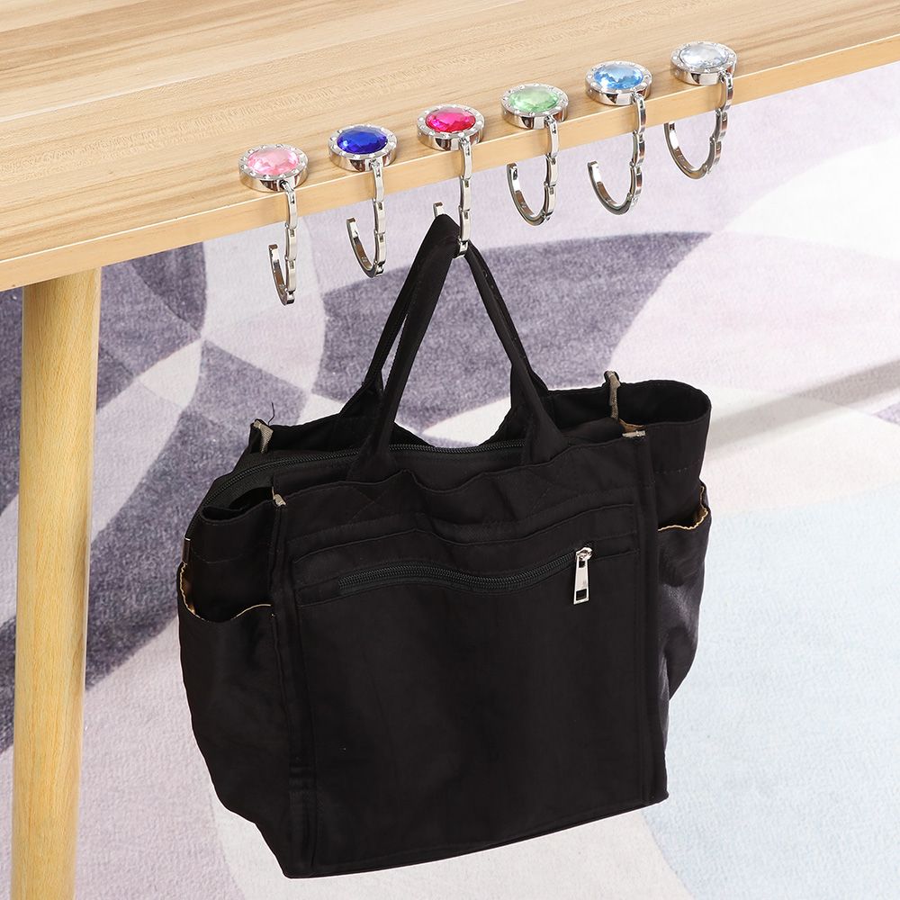 1 pc bärbara metall hopfällbar väska handväska krok handväska hängare diamant hopfällbar bord krok bord hängare skrivbord krokar
