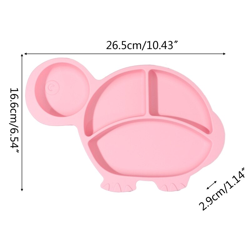 Baby Silicone Fish Tortoise Rabbite Shape Divided Suction Silicone Plate Bowl Suction Tray Antislip Kids Food Feeding Bowl: 51-Red