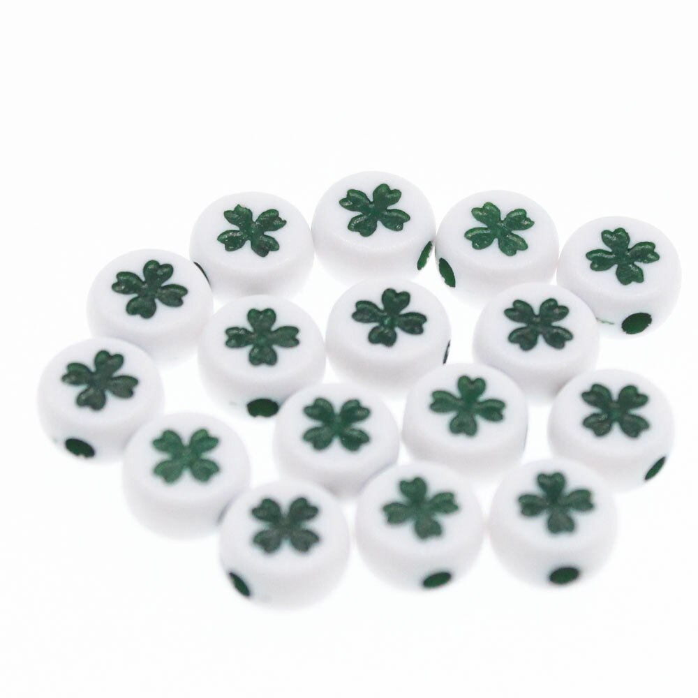 Chongai 200Pcs Ronde Acryl Lucky Clover Kralen Voor Sieraden Maken Kid Diy Materiaal Losse Spacer 4*7Mm