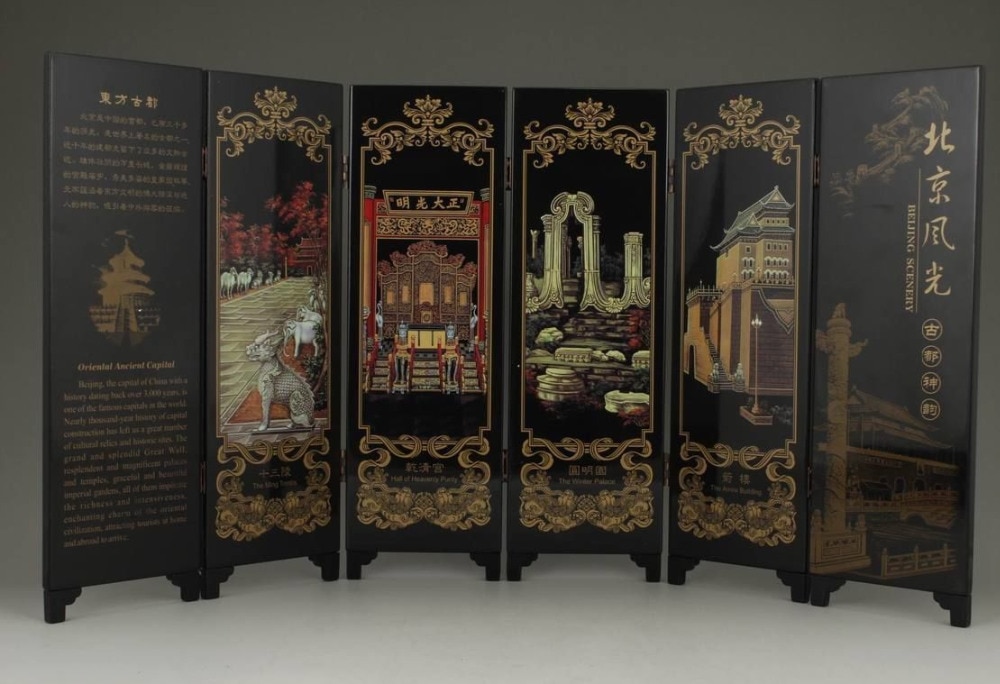 Peinture laquée chinoise ancienne, peinture artisanale, décor d'écran de pékin