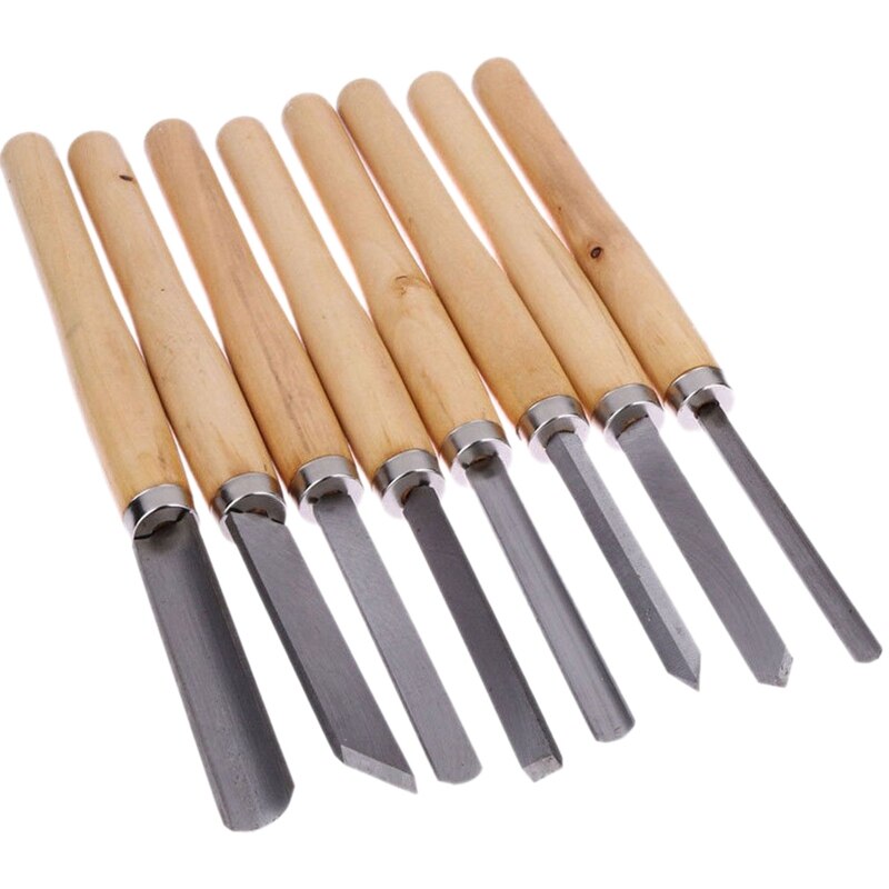 8Pcs/Set Woodworking Carving Chisel Knives Set Turning Tools Wood Craft Gouge Skew Parting Detail Chisel Handle Sculpture Kniv: Default Title