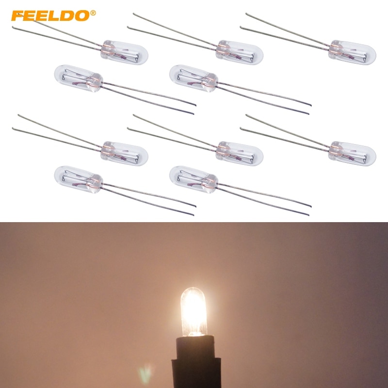 FEELDO 10 stks Warm Wit/Amber Auto T4 12 v 1 w Halogeenlamp Externe Halogeenlamp Vervanging Dashboard lamp Licht # FD-2696