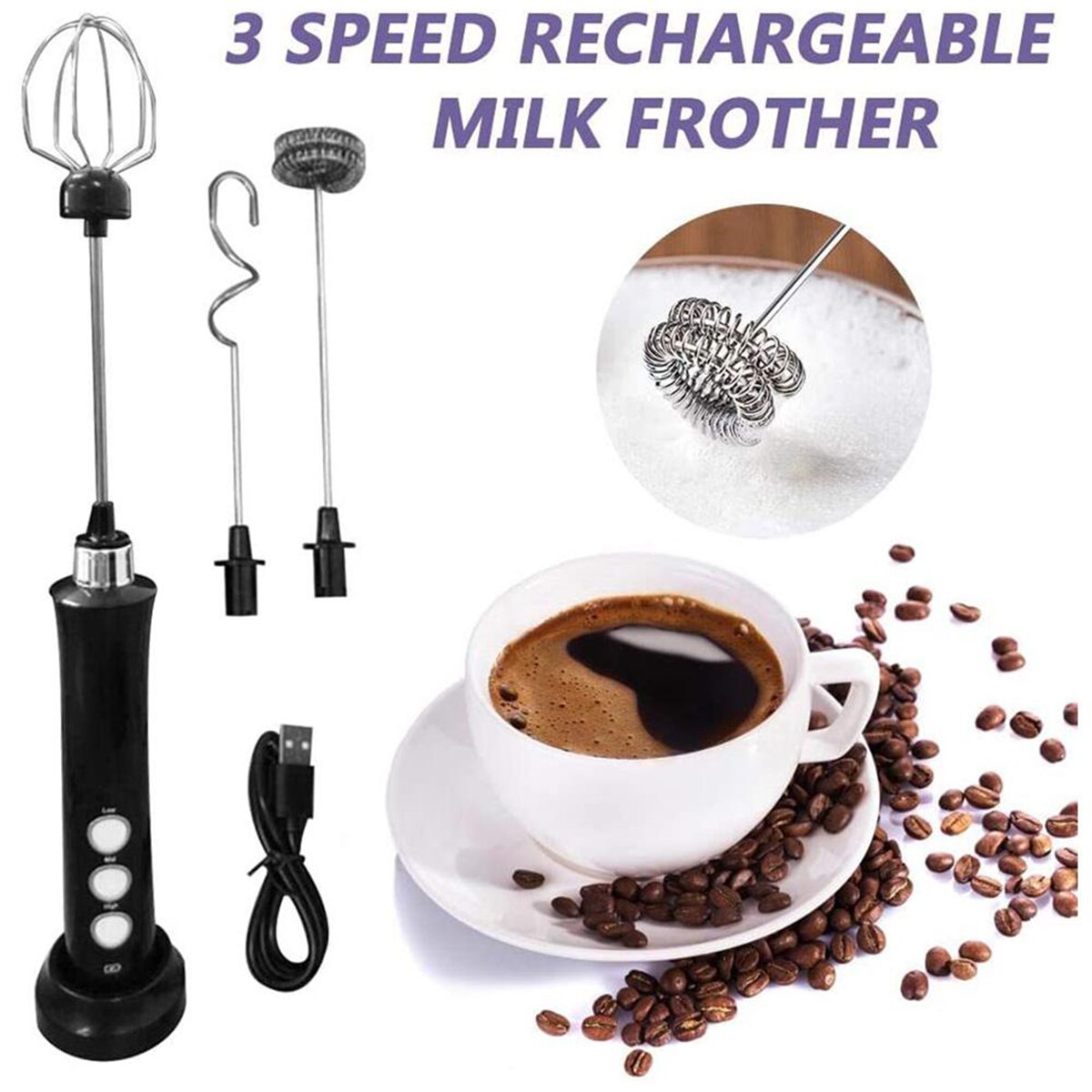 Automatische Melkschuim Maker Oplaadbare Elektrische Melkopschuimer Voor Kogelvrij Koffie Maken Cake