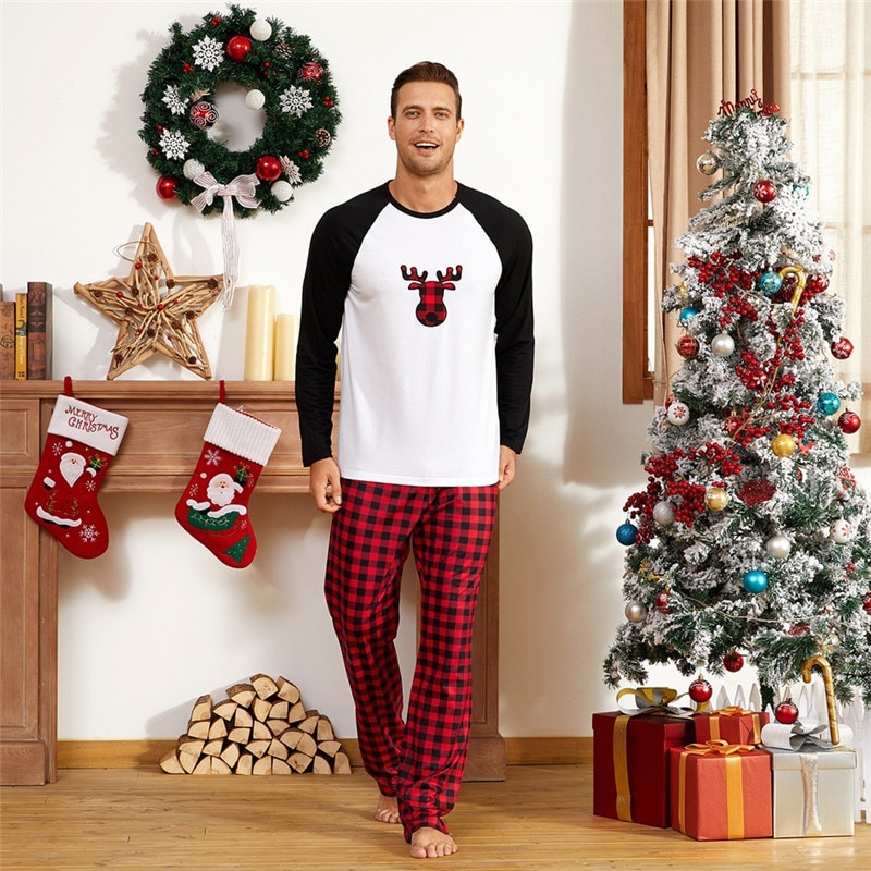 Family Matching Christmas Pajamas Set Adult Kids Baby Sleepwear Nightwear Mommy And Me Xmas Deer Print Pjs Clothes Set