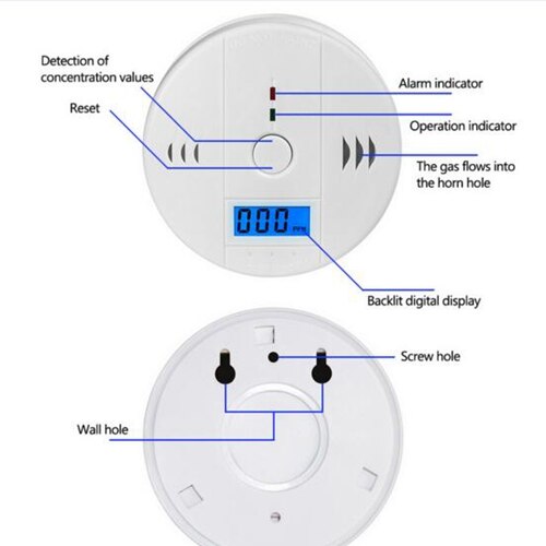 Draadloze Koolmonoxide Alarm Detector Met Digitale Lcd-scherm En Voice Waarschuwing Batterij Aangedreven