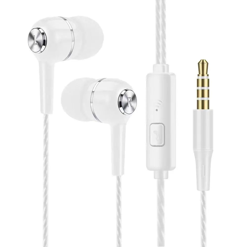 Stereo In-Ear Earphone Earpiece With Microphone 3.5mm Earbuds Universal Portable Wired Headphone For Apple/Android/: Red