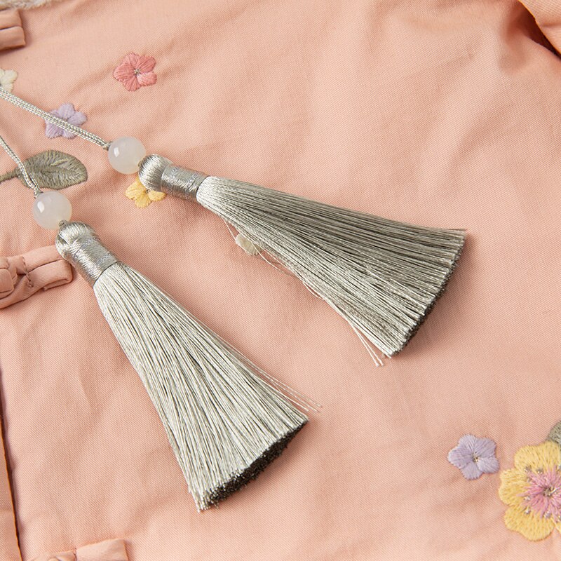 DBJ19939-1 dave bella inverno neonate moda ricamo floreale cappotto imbottito bambini bambini ragazza top neonato bambino capispalla