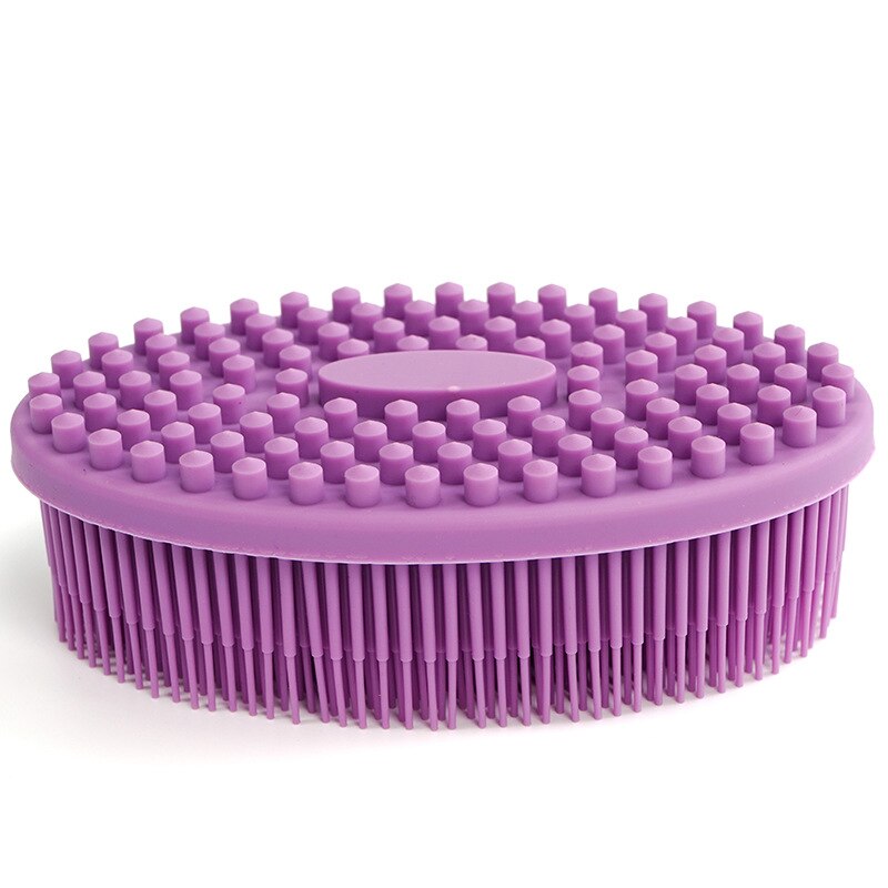 Zachte Siliconen Borstel Wassen Bad Douche Exfoliating Skin Fit Voor Baby Volwassen Bad Shampoo Hoofdmassage Borstel Levert Siliconebrush: Paars