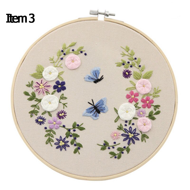 Europa diy bånd broderi begyndere sæt fortrykt blomstermønster korssting vægmaleri kunstsæt med broderiramme: Punkt 3