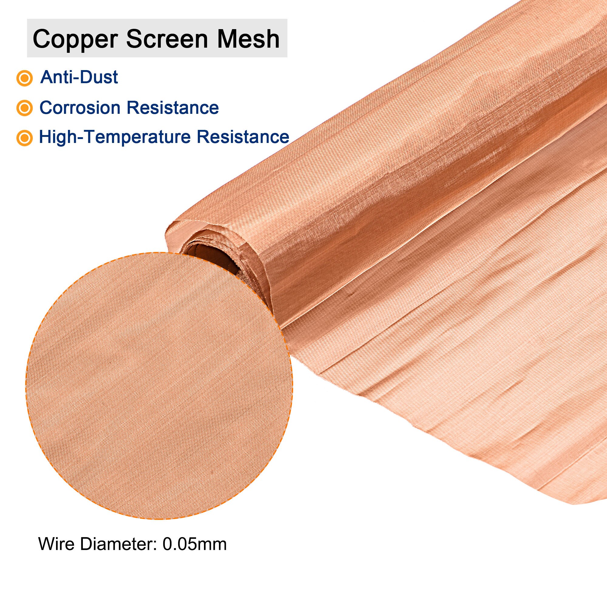 Uxcell Copper Screen Mesh Screen Mesh 40x12inch 200 Mesh Filtration Cloth for Home