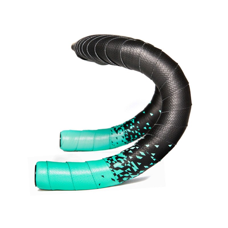 Road Handlebar Tape Anti-Vibration PU EVA Breathable Non-Slip Handle Bar Belt Wrap Gradient Bicycle Handlebar Tape: Black sky blue