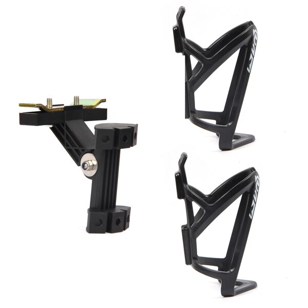 Cykel dobbelt vandflaskeholder buradapter rack cykel sadelholder adapter dobbelt vandflaske tilbage cykelsæde: Sort sort