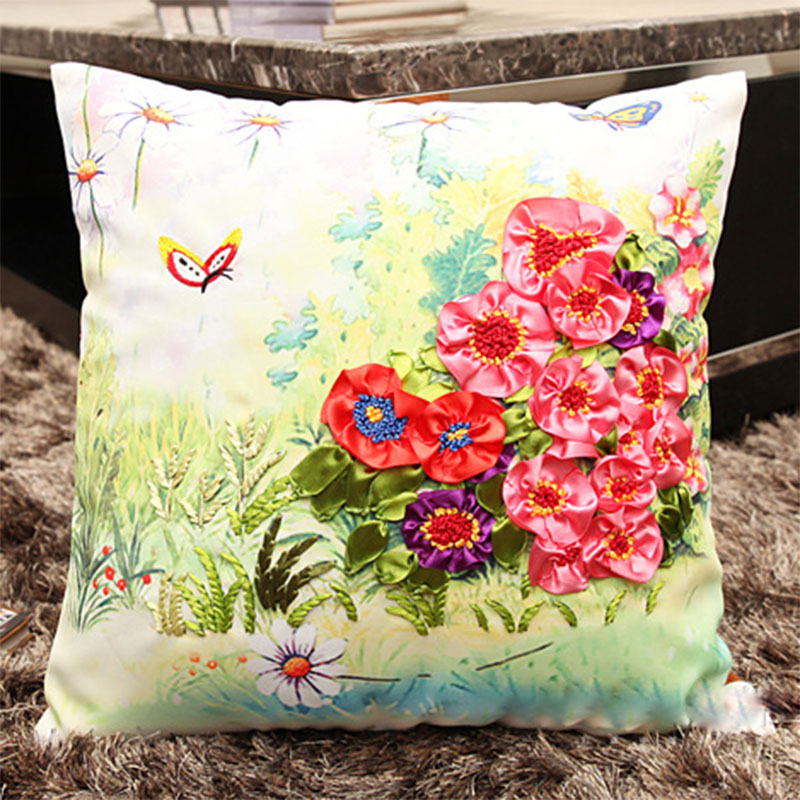 Fjäril blommor band broderi kit verktygslåda kuddfodral kuddfodral hem ofärdiga diy handgjorda
