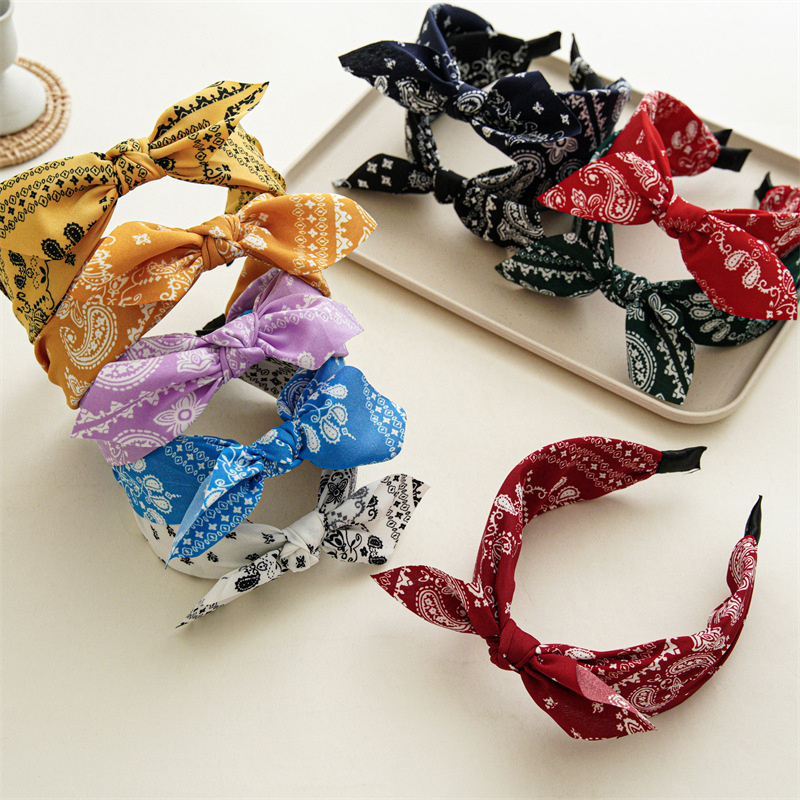 Bandana de Cachemira a la para mujer, diademas con lazo anudado, turbante con Orejas de conejo, diadema, accesorios para el cabello para niña
