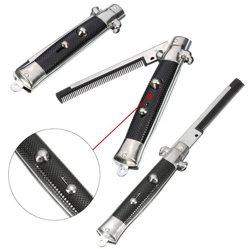 1pc aço inoxidável pente de cabelo beleza dobrável pente de barba pente de cabelo escova ferramentas de estilo de cabelo interruptor pentes para homens estilo de cabelo