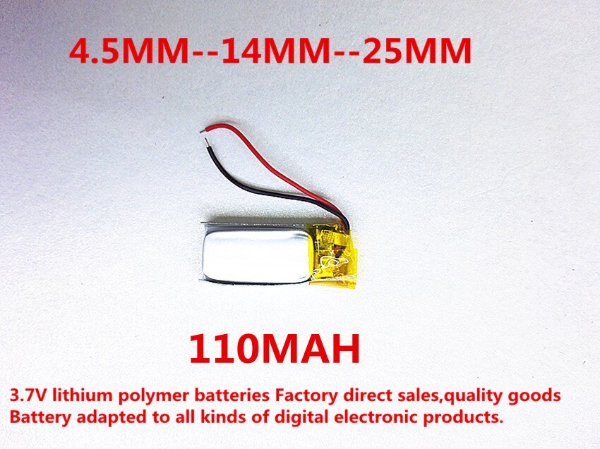 Grootte 451425 3.7 V 110 mah lithium-polymeer Batterij met Bescherming Boord Voor Bluetooth MP3 MP4 MP5 GPS Digitale