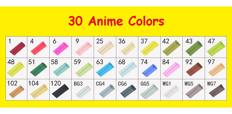 24/30/40/60/80 farverige kunstmarkørpen sæt med to hoveder tip kunstner skitse fedtet alkoholbaserede markører til scrapbooking sæt: 30 anime farver