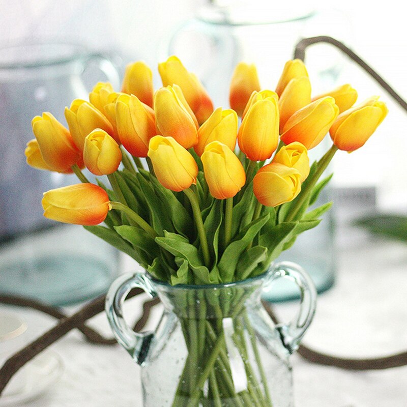 Kunstmatige Tulpen Bloemen Huis Tuin Decoratie Real Touch Bloem Boeket Verjaardagsfeestje Bruiloft Decoratie Nep Bloem: Oranje