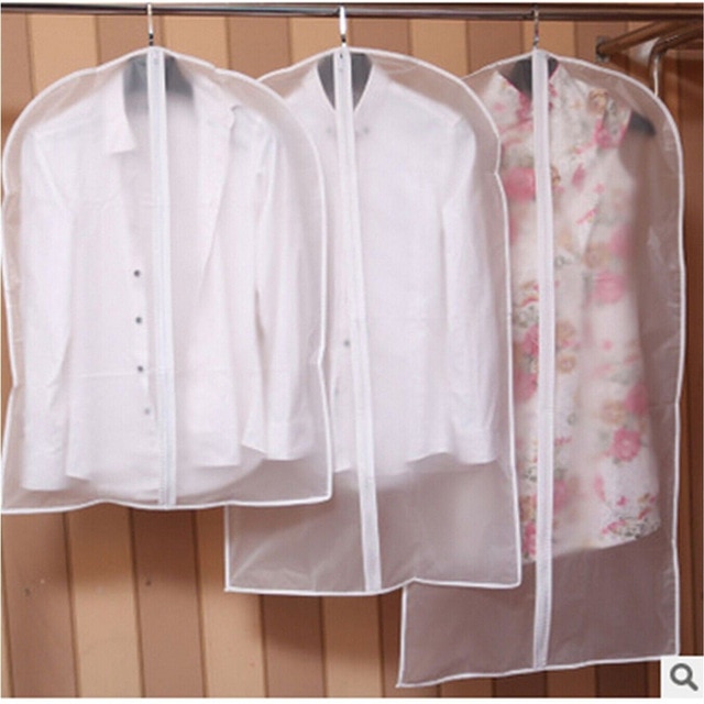 Officiel 1 stk gennemsigtig garderobe opbevaringsposer klud hængende beklædningsgenstand frakke støvdæksel