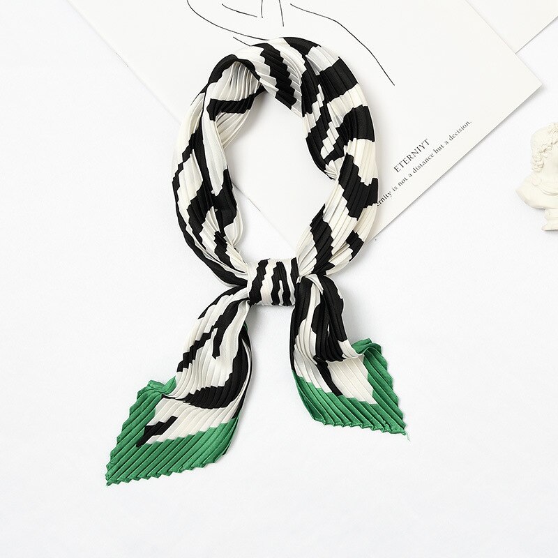 Zebra Print Kleine Zijden Hoofd Sjaal Vrouwen Bandana Krinkel Zachte Zomer Das Decoratie [3961]: green