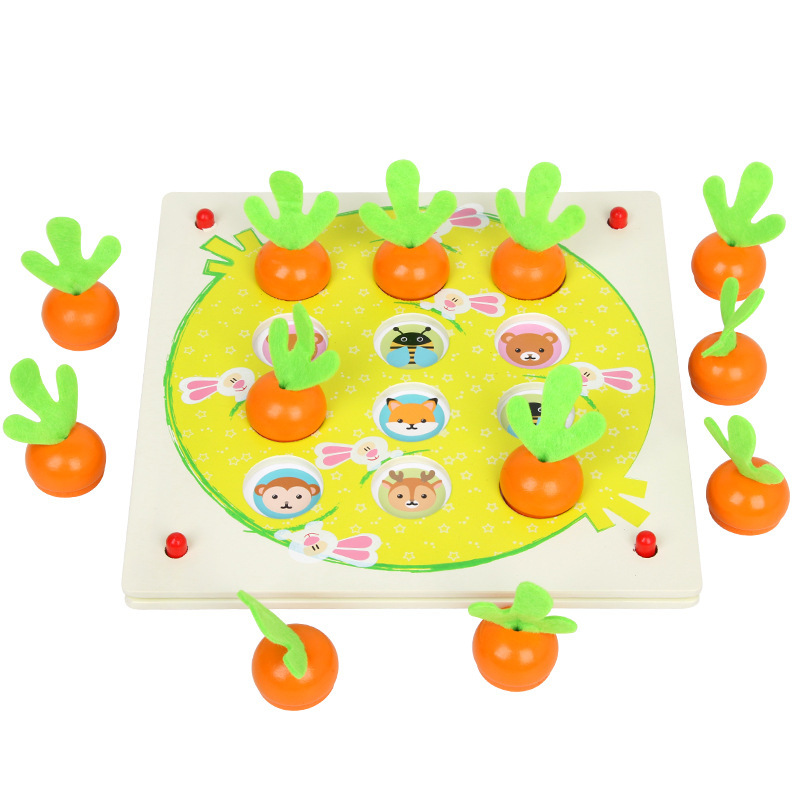 1PC Wooden Radish Chess Parent-child Interaction Board Game Children Early Education Intellectual Development Training Brain Toy: Default Title