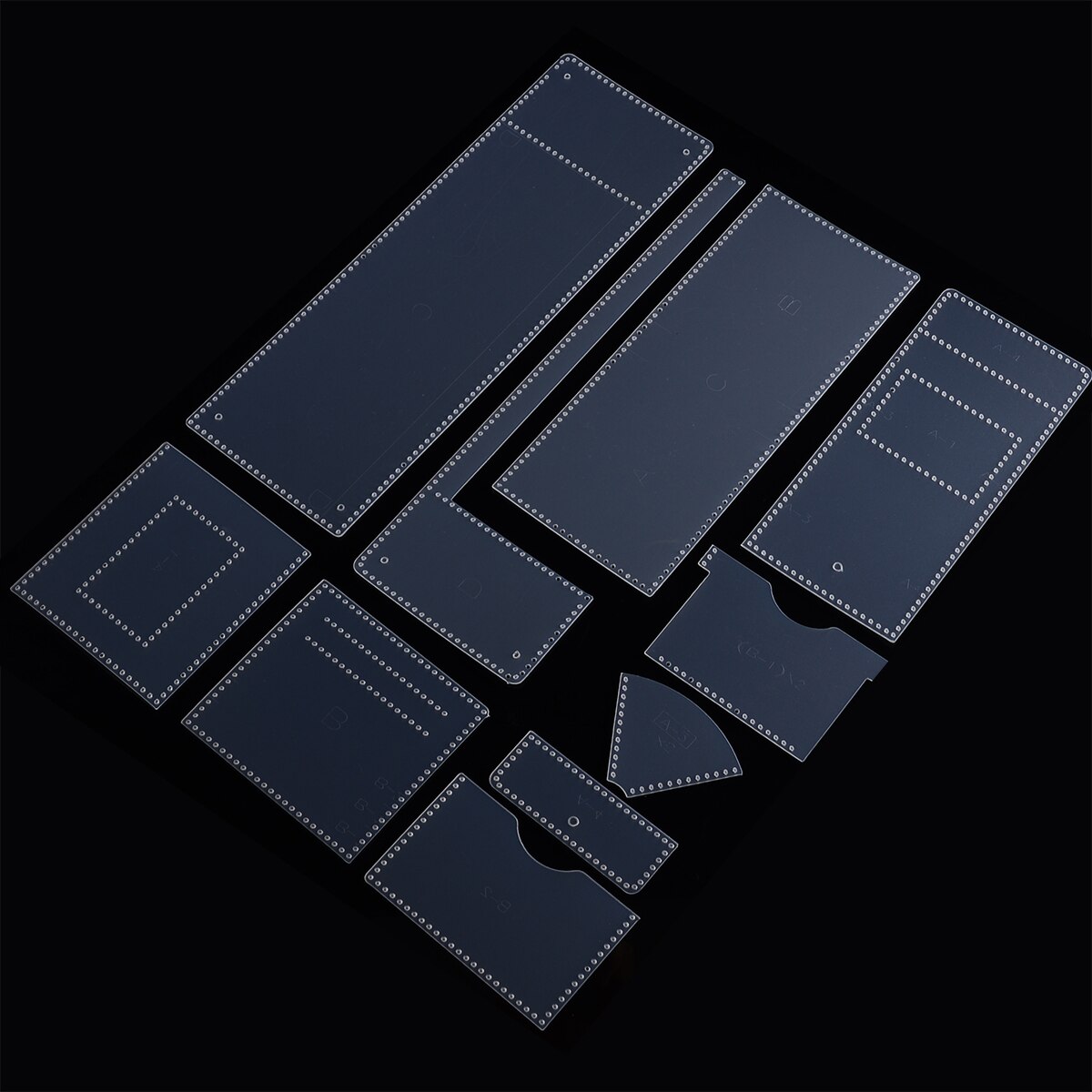 1Set Durable PVC DIY Folded Wallet Leather Stencil Sewing Pattern Leather Craft Template Handmade Leather Craft Accessories