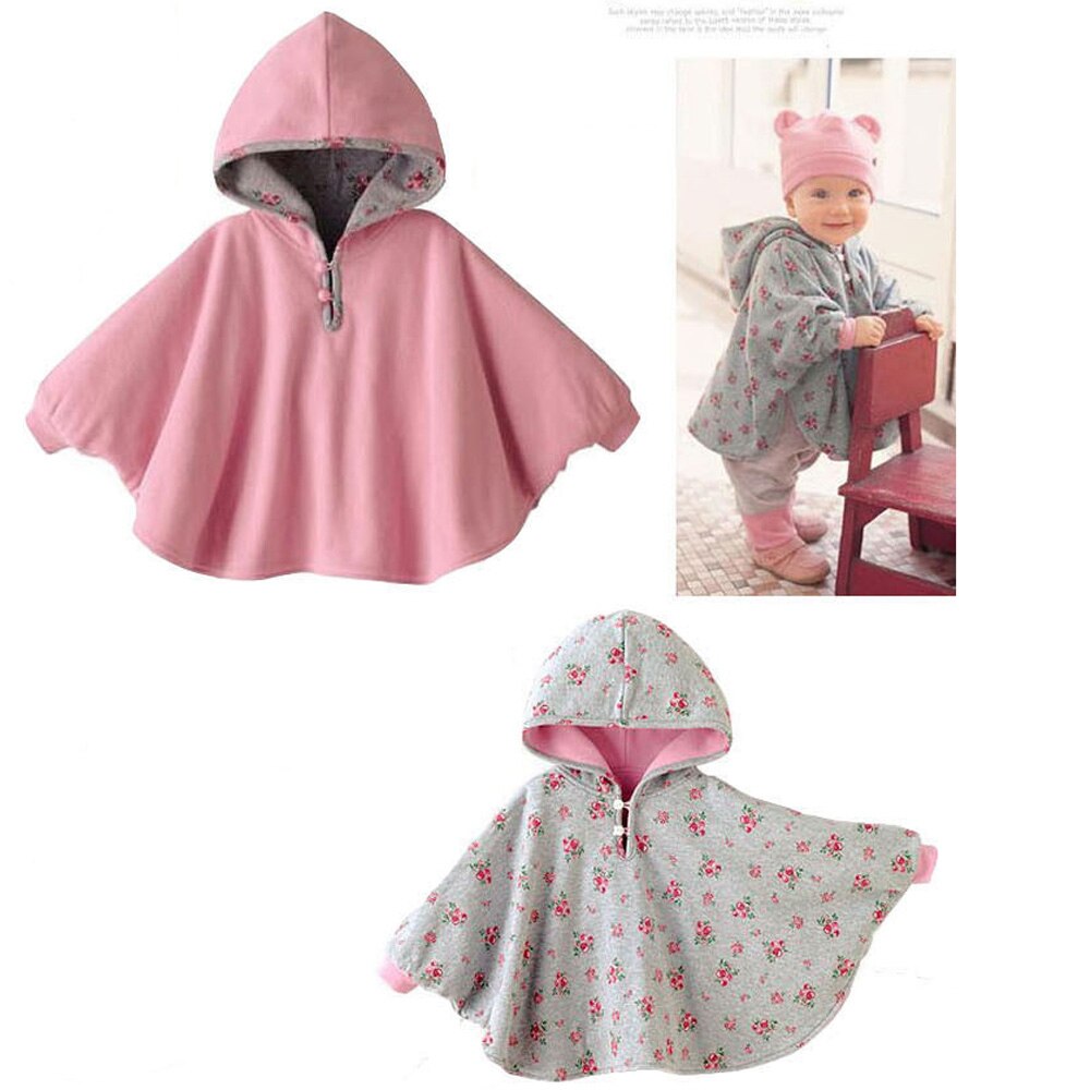 Baby Meisjes Jongens Jas Double Side Wear Fleece Hoodie Uitloper Lente Herfst Winter Warme Mantel Kinderkleding Poncho Cape