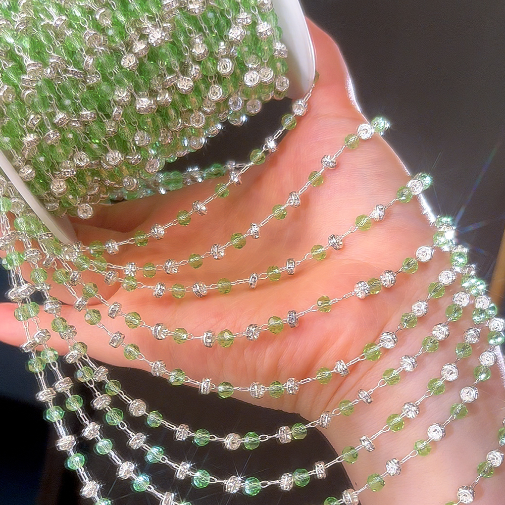 0,5 M 1M 2M bola de cristal roja cadena con cuentas cuentas de vidrio collar cadena accesorios para la fabricación de joyas componentes manualidades suministros DIY