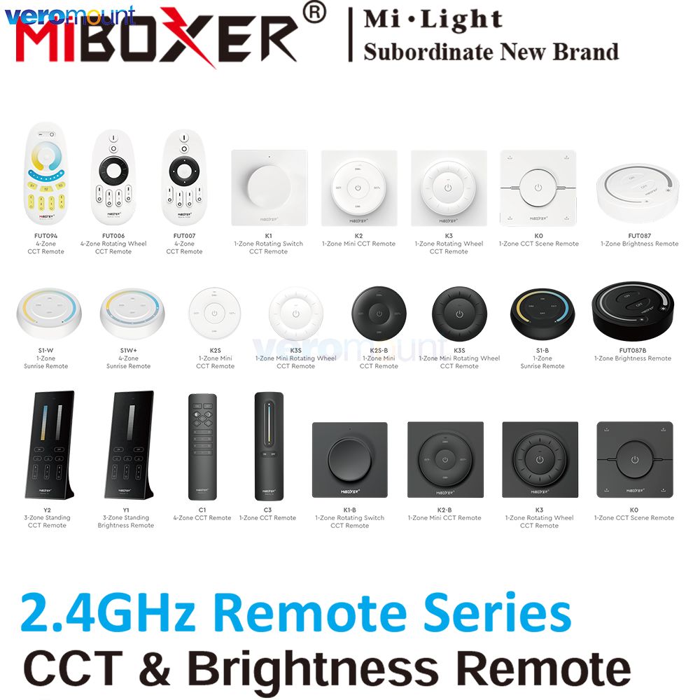 MiLight 2.4G Wireless Dimmer Remote FUT006 FUT007 FUT094 S1-W S1-B S1W+ C1 C3 Y1 Y2 K0 K1 K2 K3 K2S K3S for MiBoxer CCT LED Lamp