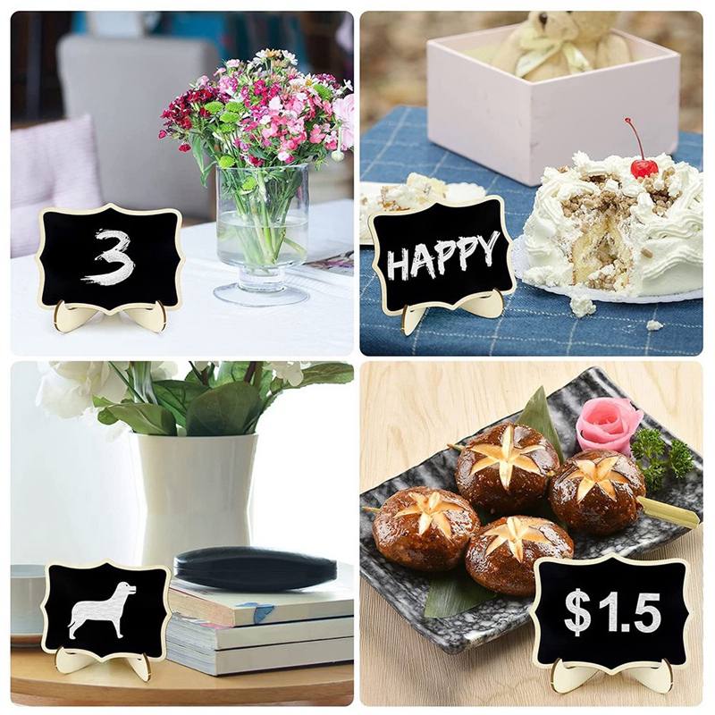 Mini Chalkboard Signs with Easels Stand 25 Pack, Wood Small Rectangle Chalkboards for Food Labels, Table Numbers
