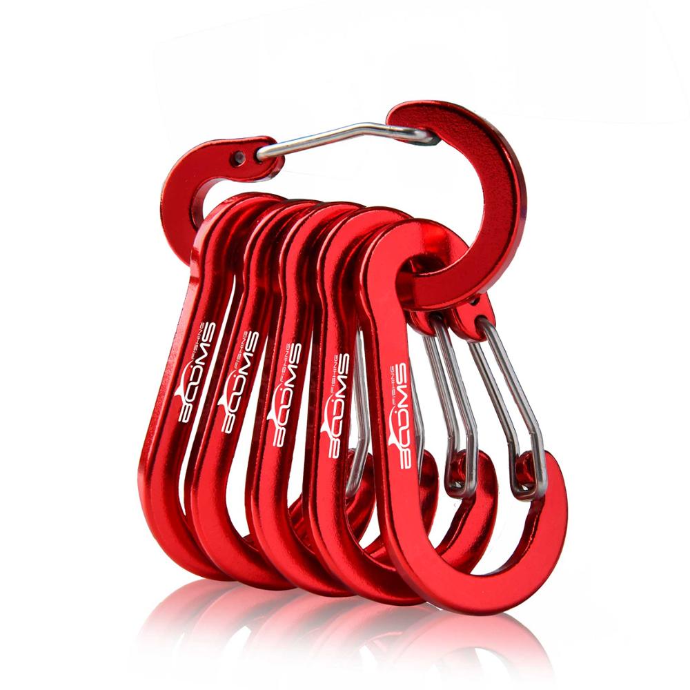 Ausleger Angeln CC1 Stahl Kleine Karabiner Clips draussen Camping Multi Werkzeug Angeln Acessories 6 stücke: rot