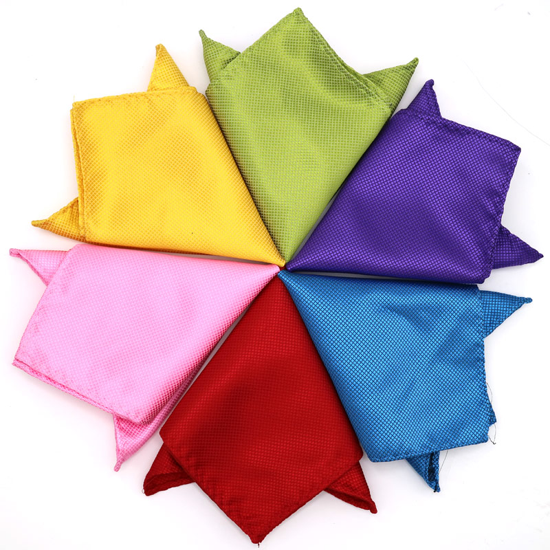 Luxe Heren Zakdoek Plaid Effen Kleur Zakdoeken Polyester Hanky Business Pochet Borst Handdoek 21*21CM
