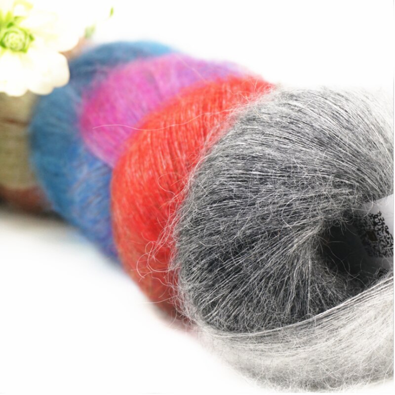 Regenboog Sectie Geverfd Mohair Garen Hand-Gebreide Gradient Diy Super