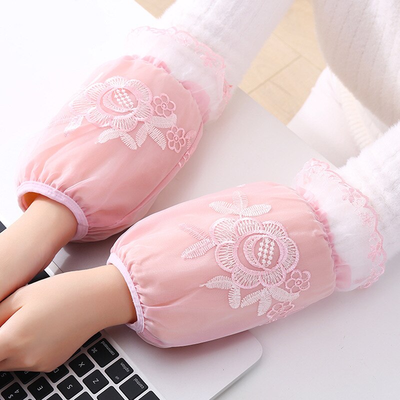 Double-Layer Embroidery Sleeve Female Office Short Sleeve Student Clothes Anti-Fouling Multi-Functional OversleeveLC495: color2